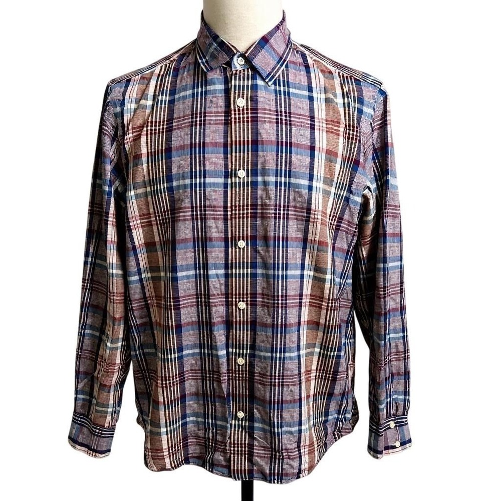 Vince Men's 2XL Purple Plaid Long‎ Sleeve Button-Down Shirt Casual - CJ